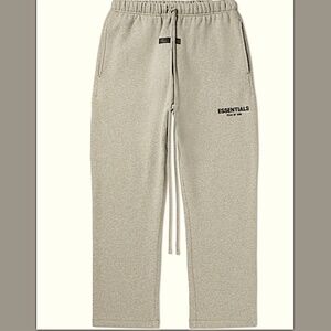 FEAR OF GOD ESSENTIALS | Straight-Leg Logo-Flocked Gray Jersey Sweatpant-S